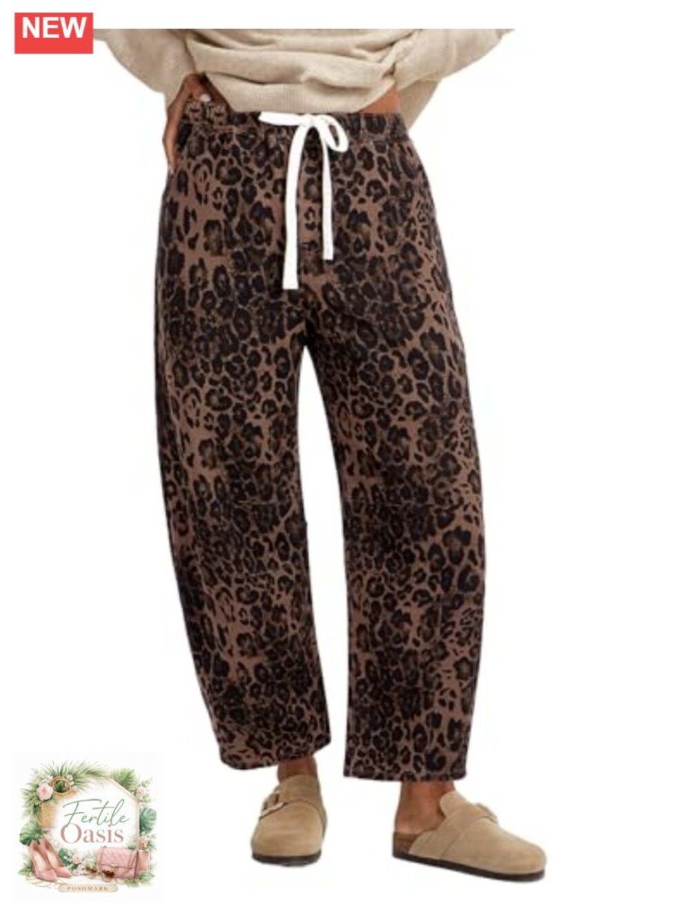 High Waisted Pull On Wide Leg Cropped Barrel Jeans Stretchy Denim Pants